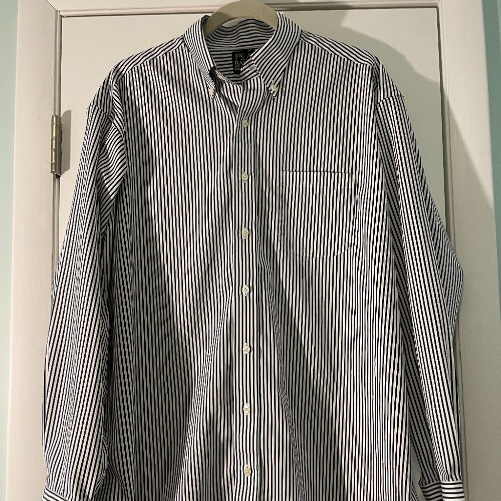 Jos. A. Bank Navy Striped Cotton Dress Shirt 16.5x35